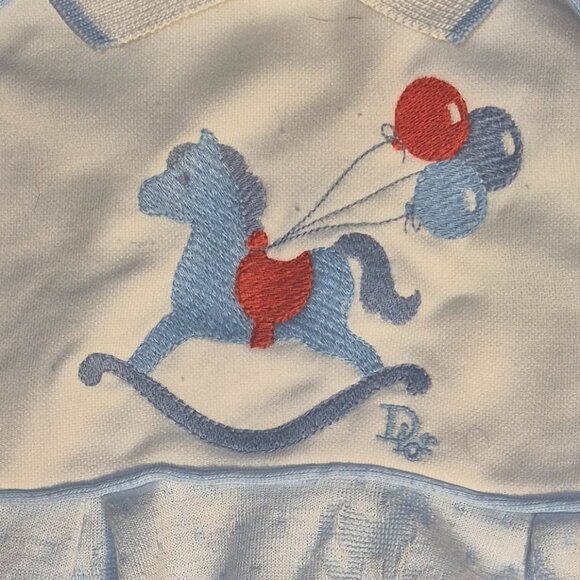 Vintage Baby Dior Footed Romper, Rocking horse and balloons, Med. 12-17 pounds - Picture 7 of 13